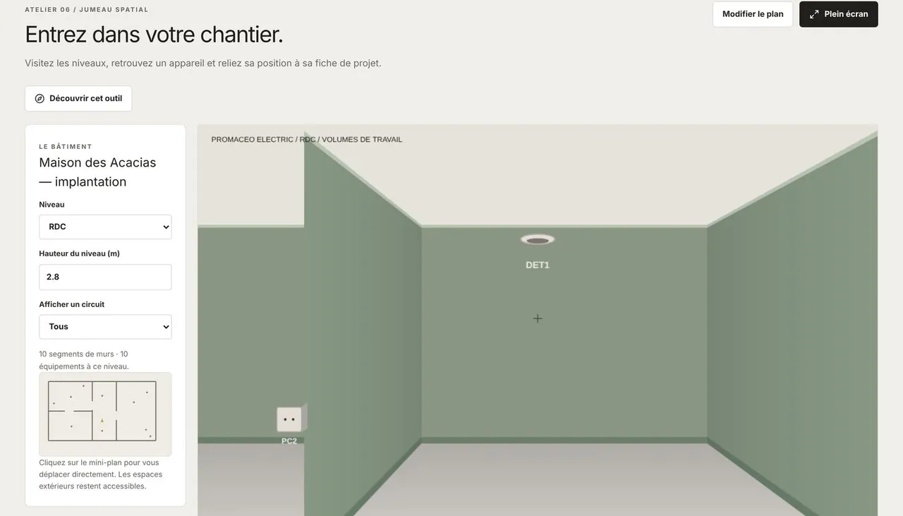Le jumeau de chantier, visitable en 3D