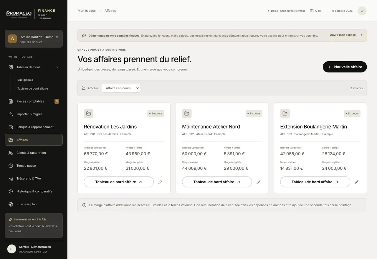 La marge par affaire, chantier par chantier