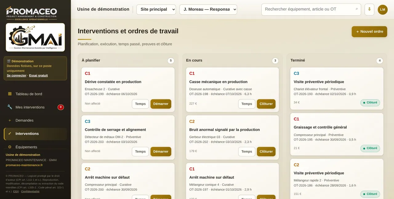 Le planning des interventions