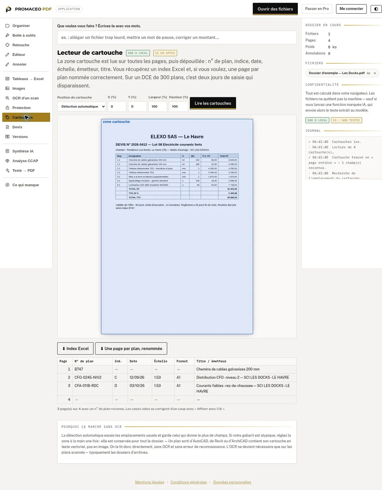L'index complet : numéro, indice, date, échelle, et les indices périmés signalés